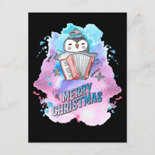 Merry Christmas Penguin Gift Accordion Penguin Postcard