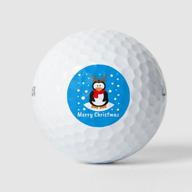 Merry Christmas Penguin Golf Balls (Front)