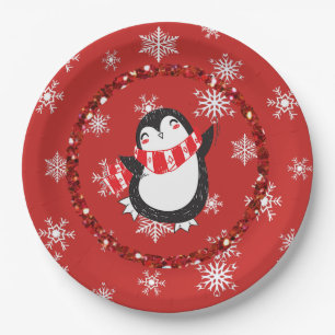 Merry Christmas Penguin Holiday Party Paper Plates