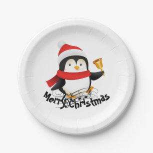 Merry Christmas penguin Paper Plate