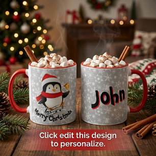 Merry Christmas penguin personalized Mug