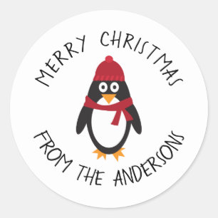 Merry Christmas Penguin Sticker for the Holidays