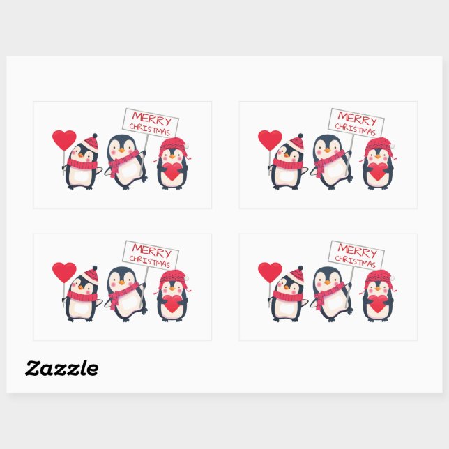  Merry Christmas Penguin Stickers (Sheet)