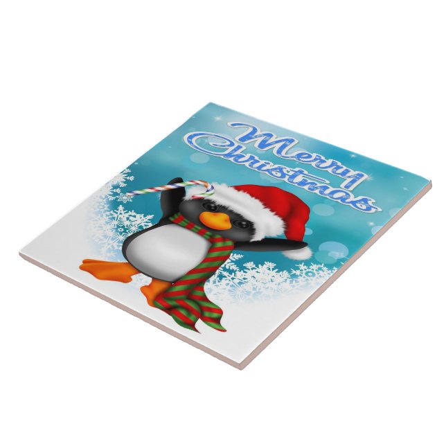 Merry Christmas Penguin Tile/Trivet Tile (Side)