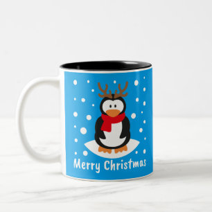 Merry Christmas Penguin Two-Tone Coffee Mug