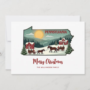 Merry Christmas Pennsylvania State Personalized  Holiday Card