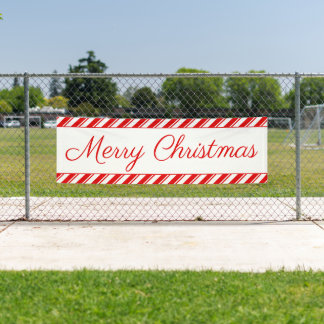 Merry Christmas Peppermint Candy Red White Outdoor Banner