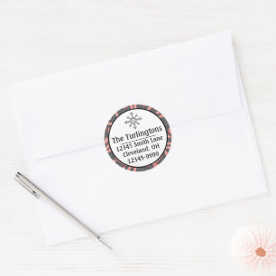 Merry Christmas Peppermint Candy Return Address Classic Round Sticker