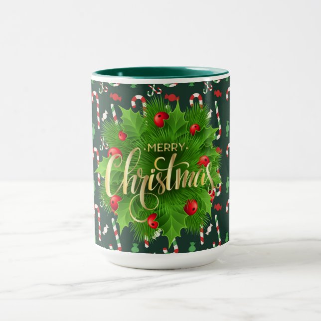 Merry Christmas Peppermint Canes Mug (Center)
