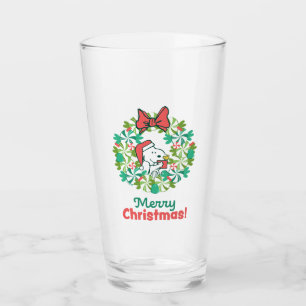 Merry Christmas Peppermint Holiday Wreath Glass