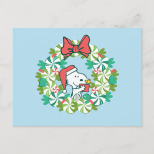 Merry Christmas Peppermint Holiday Wreath Postcard
