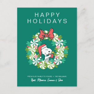 Merry Christmas Peppermint Holiday Wreath Postcard