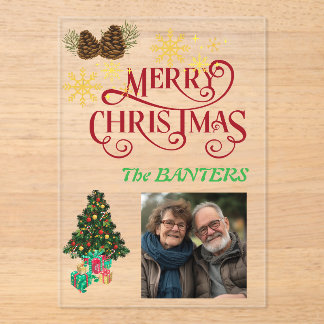 Merry christmas personalize acrylic invitations