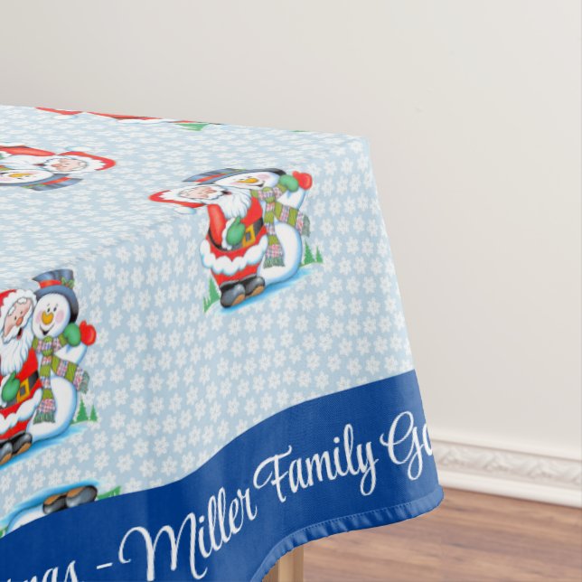  Merry Christmas Personalize Family Name or Text Tablecloth (In Situ)