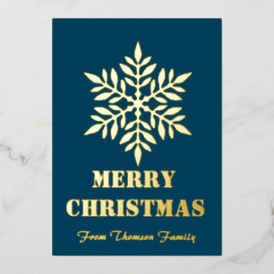 Merry Christmas Personalize Gold Foil Christmas Holiday Card