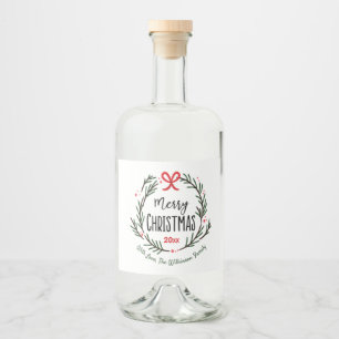 Merry Christmas Personalize Holiday Favour Liquor Bottle Label