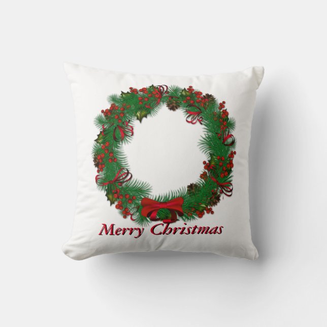 Merry Christmas Personalize Throw Pillow (Front)