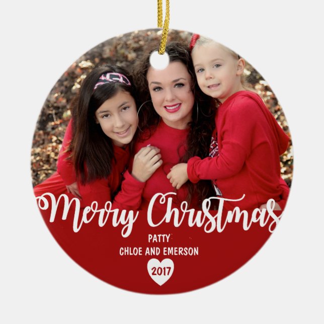 Merry Christmas Personalized 2017 Photo Ornament (Front)