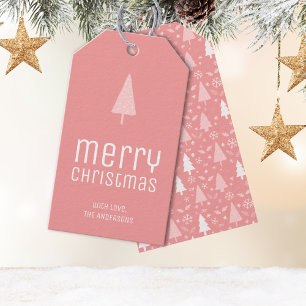 Merry Christmas Personalized Blush Pink Gift Tags