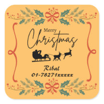 Merry Christmas Personalized Business Sticker