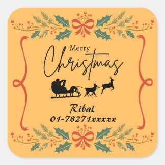 Merry Christmas Personalized Business Sticker