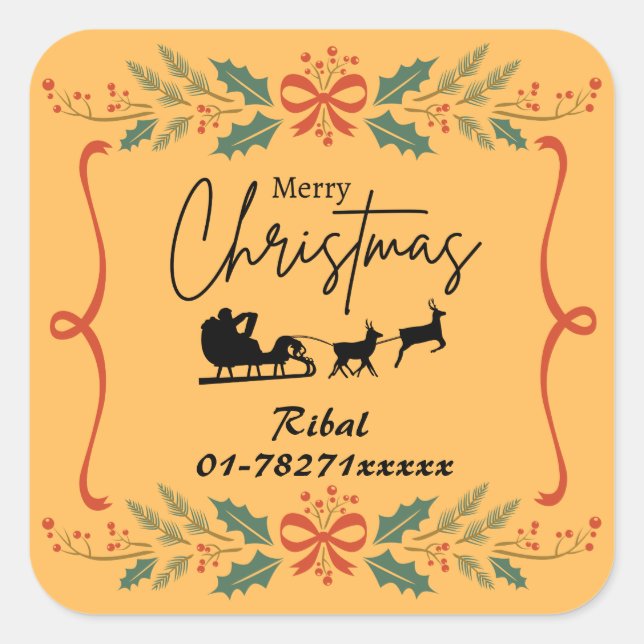 Merry Christmas Personalized Business Sticker (Front)