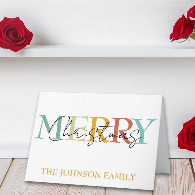 Merry Christmas Personalized Colourful Simple  Card (Creator Uploaded)