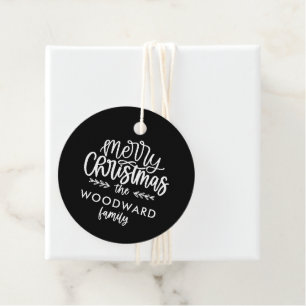 Merry Christmas Personalized Family Name Favour Tags