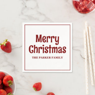 MERRY CHRISTMAS PERSONALIZED FAMILY NAME SIMPLE  NAPKIN