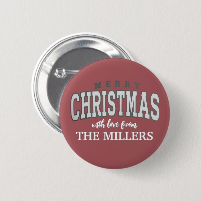Merry Christmas Personalized Family Party 2025  2 Inch Round Button (Front & Back)