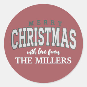 Merry Christmas Personalized Family Party 2025  Classic Round Sticker