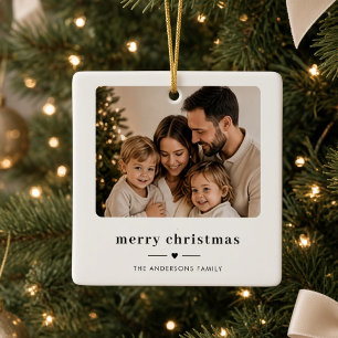 Merry Christmas Personalized Family Photo Ceramic Ornament