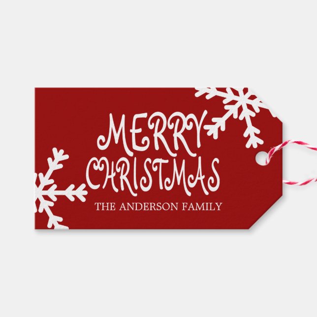 Merry Christmas Personalized Gift Tags (Front (Horizontal))