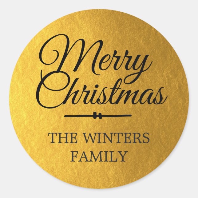 Merry Christmas Personalized Gold Envelope Seal (Front)