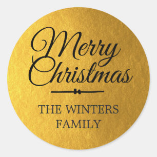 Merry Christmas Personalized Gold Envelope Seal