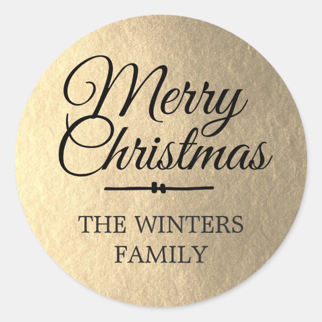 Merry Christmas Personalized Gold Envelope Seal (Front)