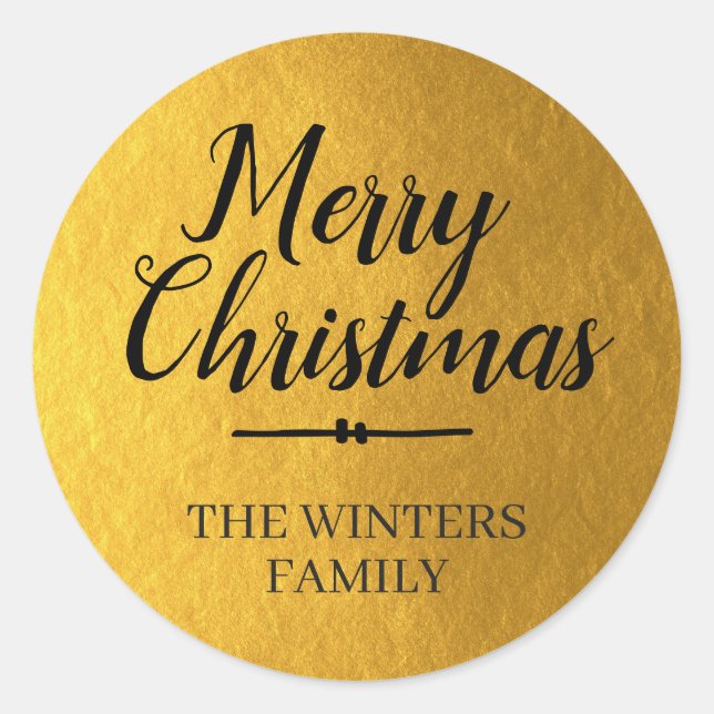 Merry Christmas Personalized Gold Envelope Seal (Front)