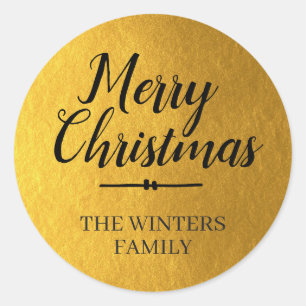 Merry Christmas Personalized Gold Envelope Seal