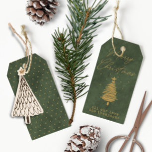 Merry Christmas • Personalized Green Velvet Gift Tags