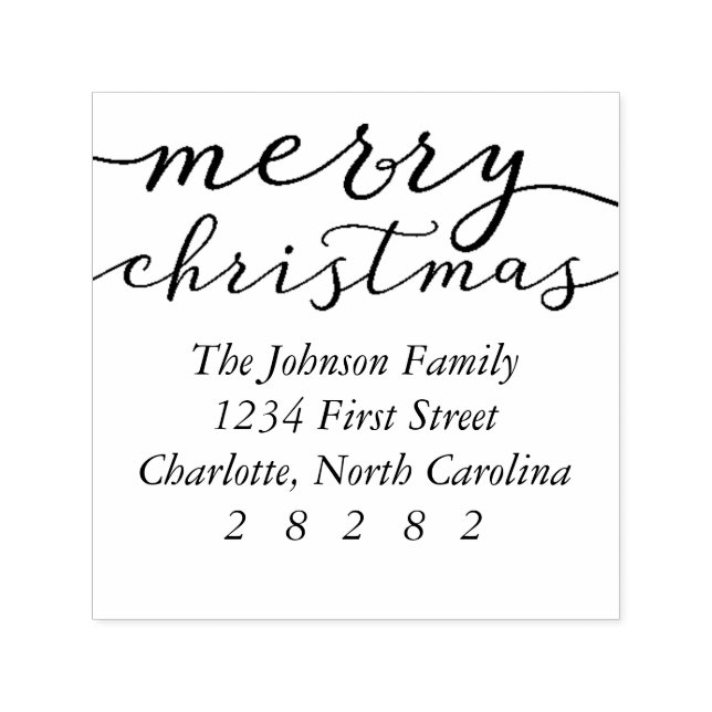 Merry Christmas Personalized Holiday Address Self-inking Stamp (Design)