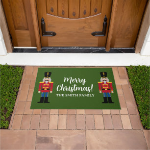 Merry Christmas personalized Holiday nutcracker Doormat