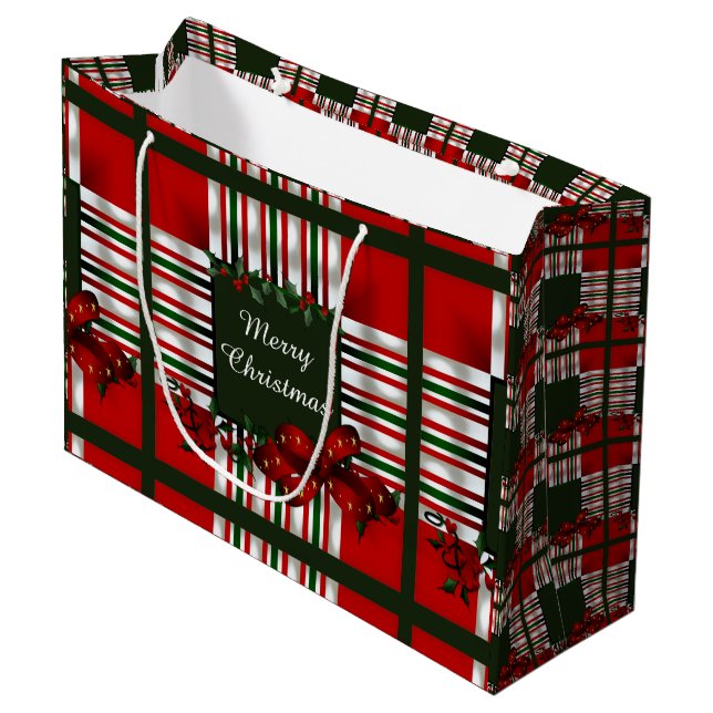 Merry Christmas Personalized Large Gift Bag (Front Angled)