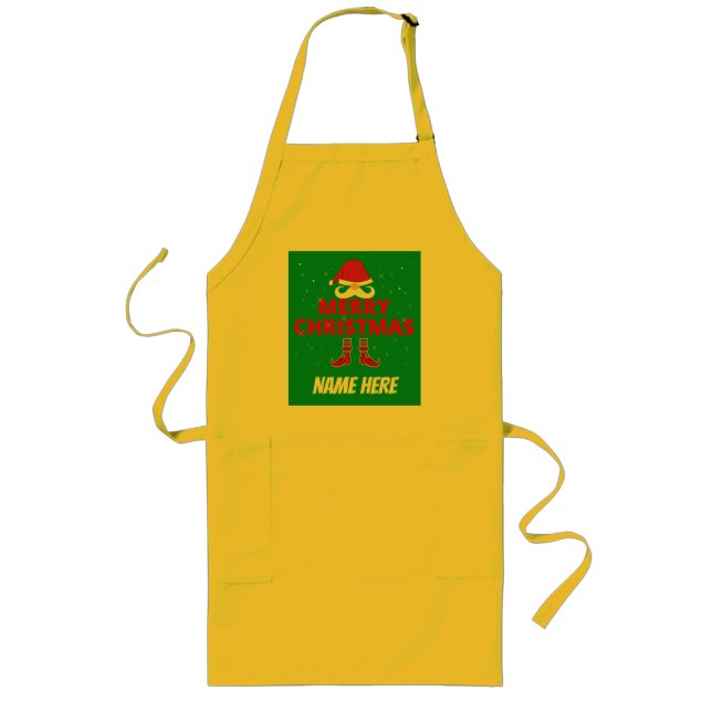 MERRY CHRISTMAS PERSONALIZED  LONG APRON (Front)
