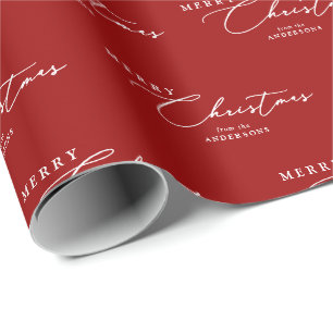 Merry Christmas Personalized Modern Elegant Script Wrapping Paper
