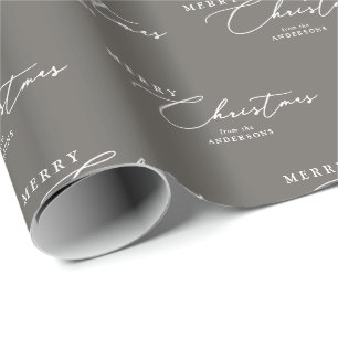 Merry Christmas Personalized Modern Elegant Script Wrapping Paper