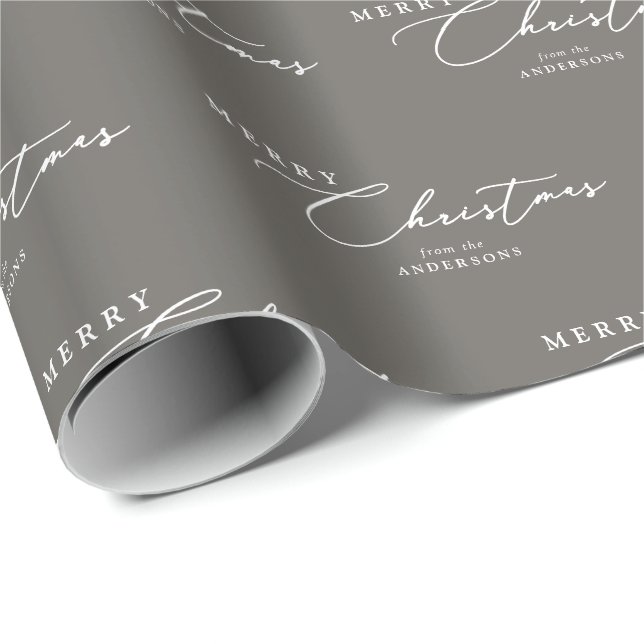 Merry Christmas Personalized Modern Elegant Script Wrapping Paper (Roll Corner)