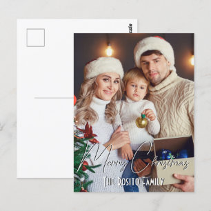 Merry Christmas Personalized Name and Photo Postcard