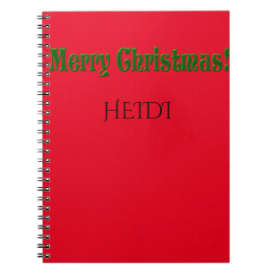 Merry Christmas personalized name spiral notebook. Notebook