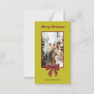 Merry Christmas Personalized Note Card Red Bow