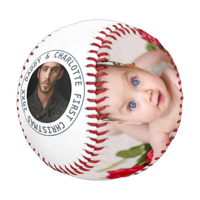 Merry Christmas Personalized One Of A Kind Photo Baseball (Angled)